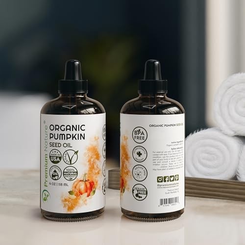 Organic Pumpkin Seed Oil for Hair Growth & Skin Rejuvenation - Cold-Pressed 4oz