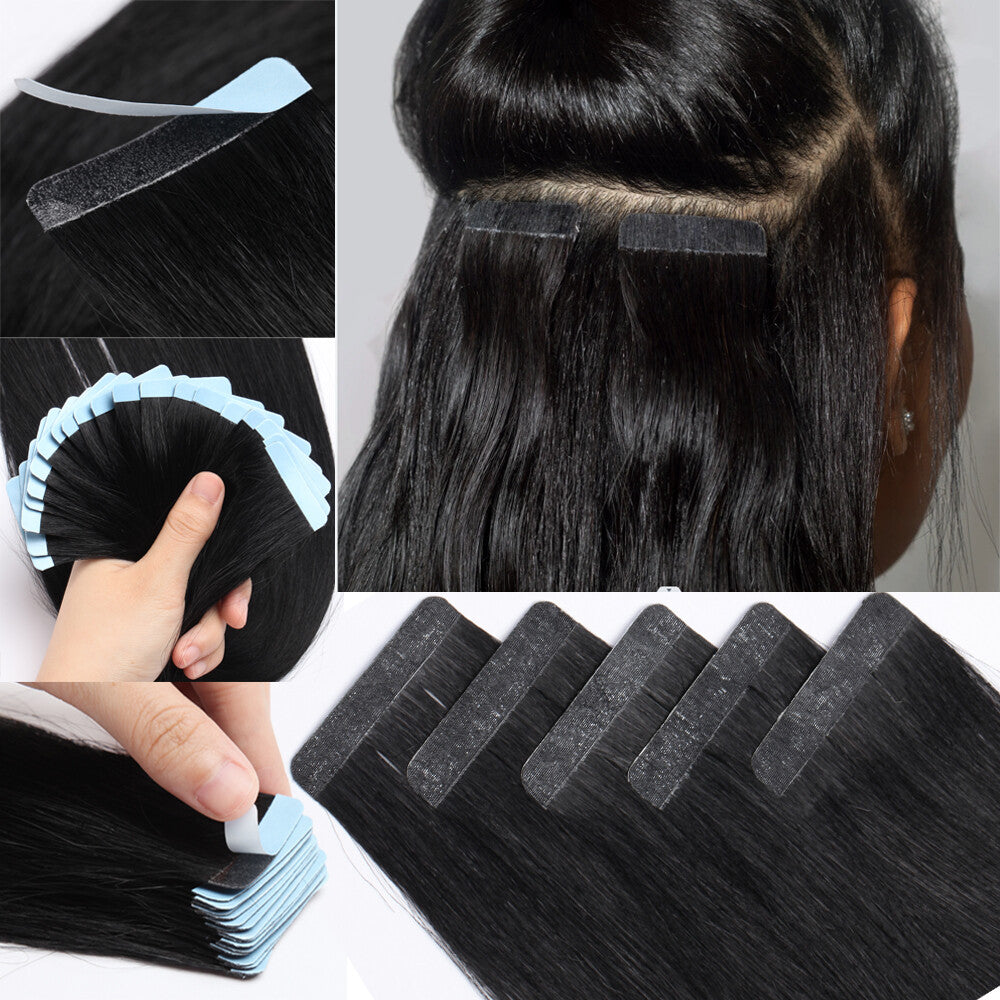Tape In Hair Extensions Full Head Remy Human Hair Ombre Skin Weft
