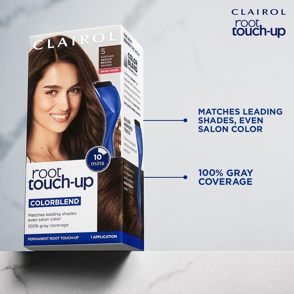 Root Touch Up Hair Dye Kit for Gray Coverage - Medium Brown, 6 Pack