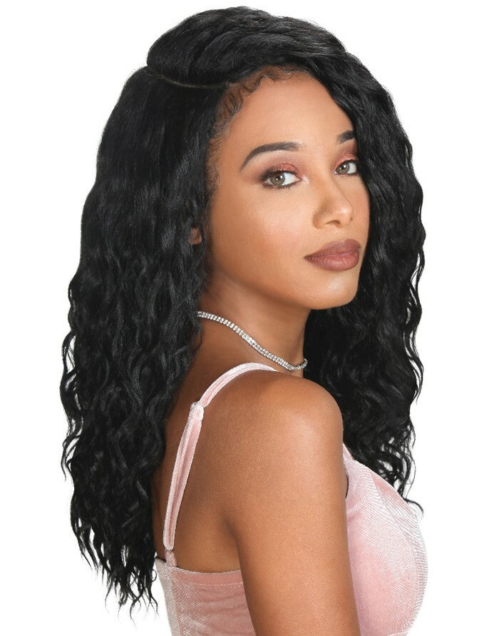 Synthetic Half Moon Wig - Deep Part, Sassy Style, Heat Resistant Fiber