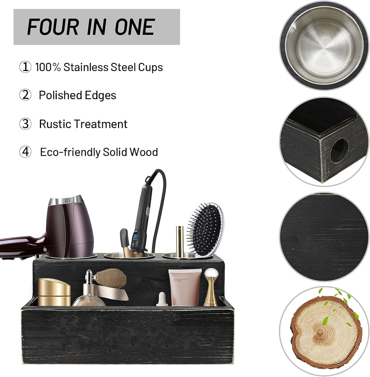 Hair Dryer Organizer Stand with Multiple Compartments for Salon & Bathroom
