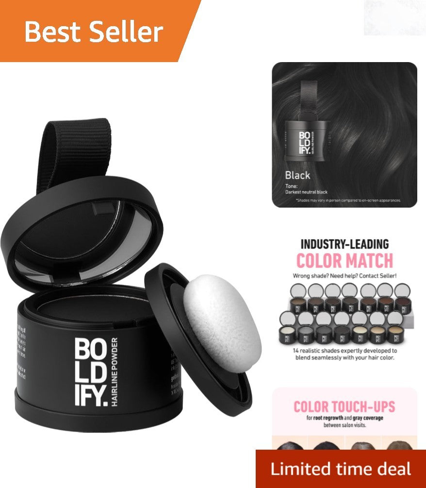Water-Resistant Hairline Powder Root Touch Up - Black, 24-Hour Concealer