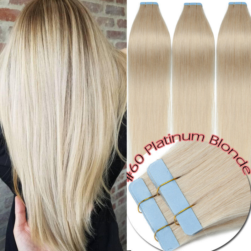 150g Thick Tape-In Human Hair Extensions Full Head Skin Weft Long Highlights
