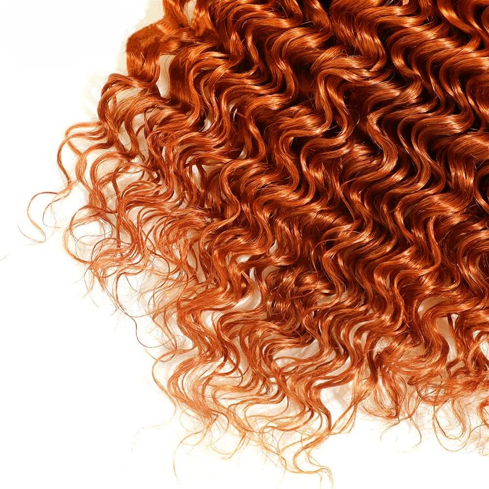 Human Hair Bundles 28 30 32 Inch Ginger Orange Deep Wave 150g