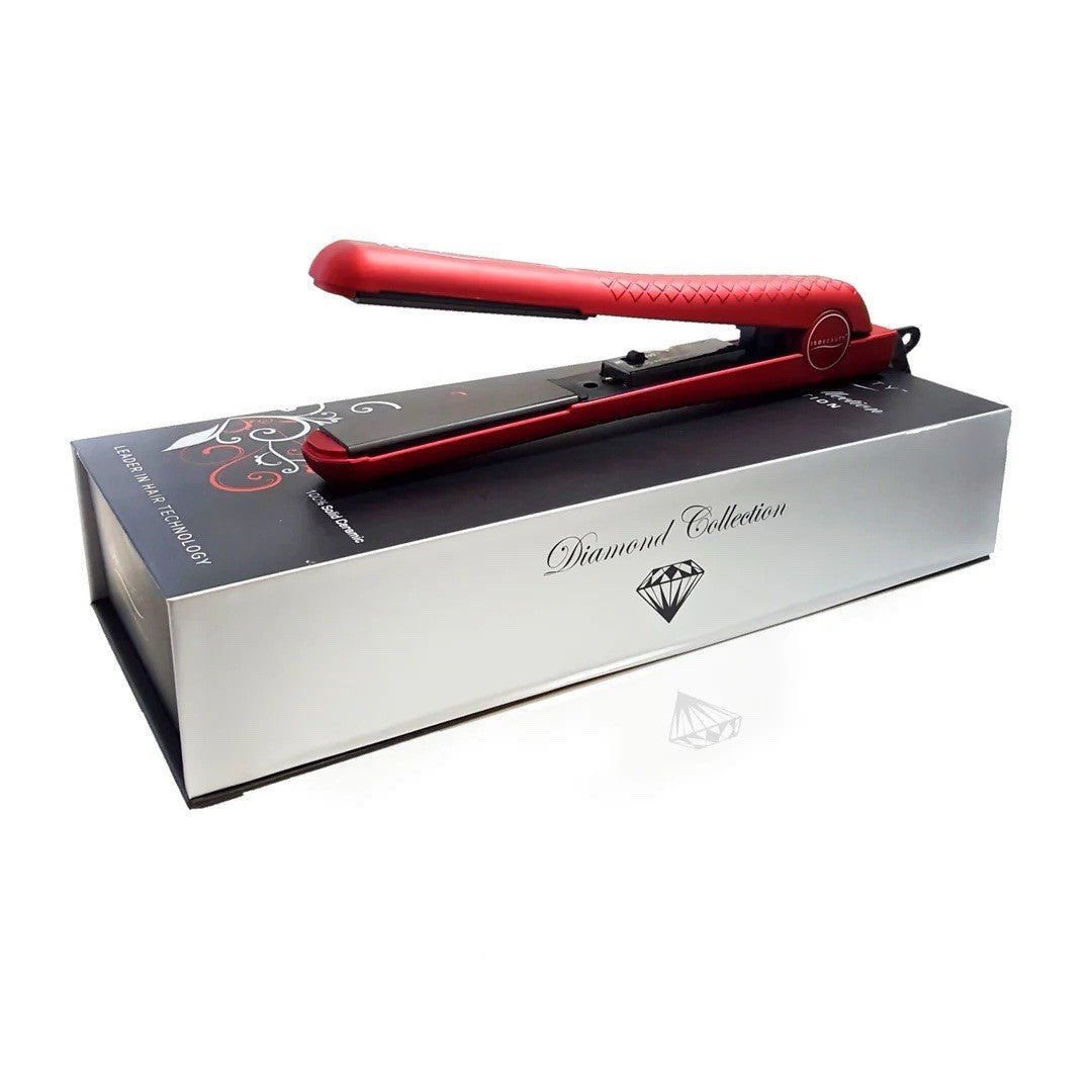 Ceramic Flat Iron Hair Straightener 1.25 Inch - Red, Adjustable Temperature
