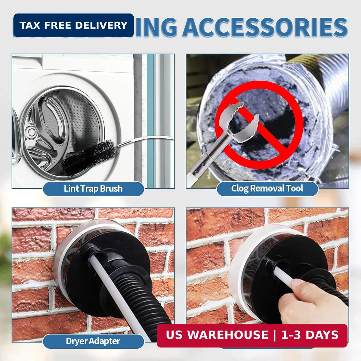 7-Piece Dryer Vent Cleaning Kit with Flexible Brush & Accessories