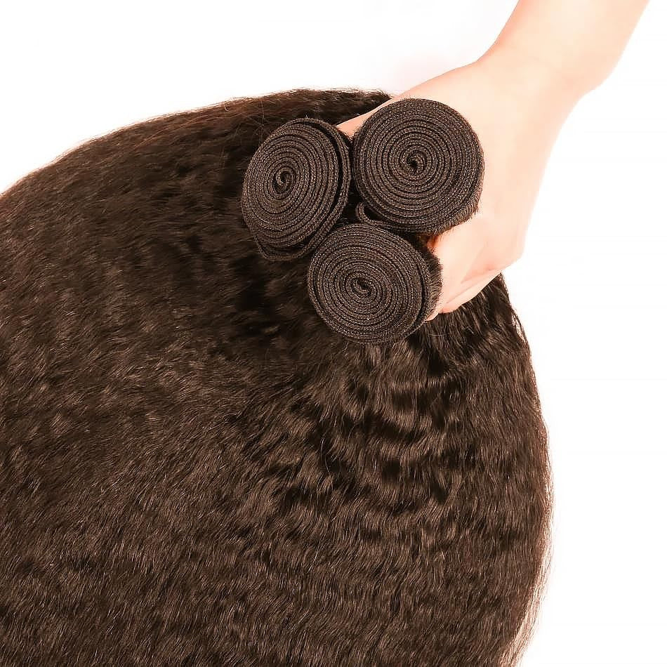 Raivide 24/26/28 Inch Color Bundle Human Hair - Kinky Straight Brown