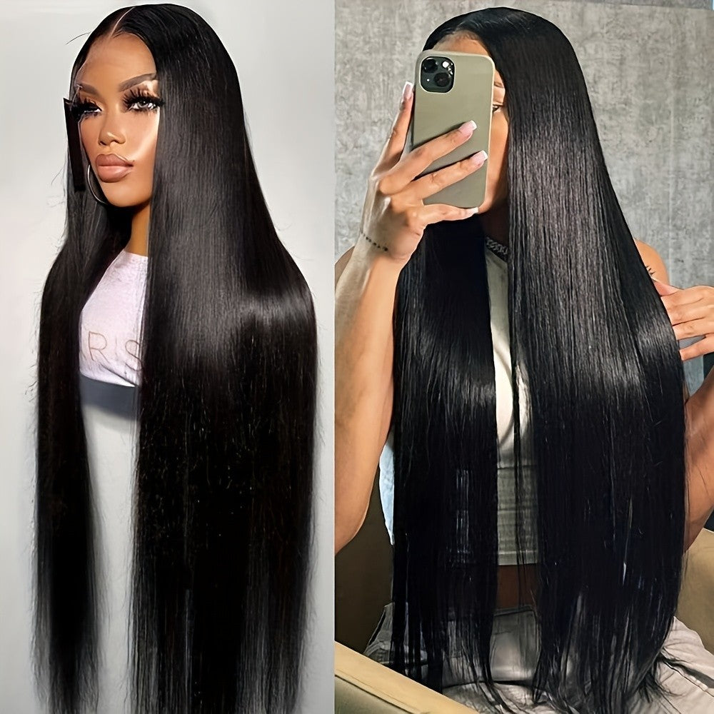 Black Synthetic Lace Front Wig 180% Density Heat-Resistant Long Straight Hair