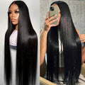 Black Synthetic Lace Front Wig 180% Density Heat-Resistant Long Straight Hair