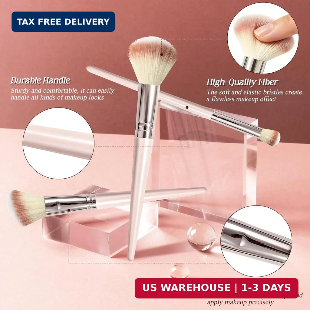 10-Piece Synthetic Makeup Brush Set for Face and Eyes - Travel Friendly
