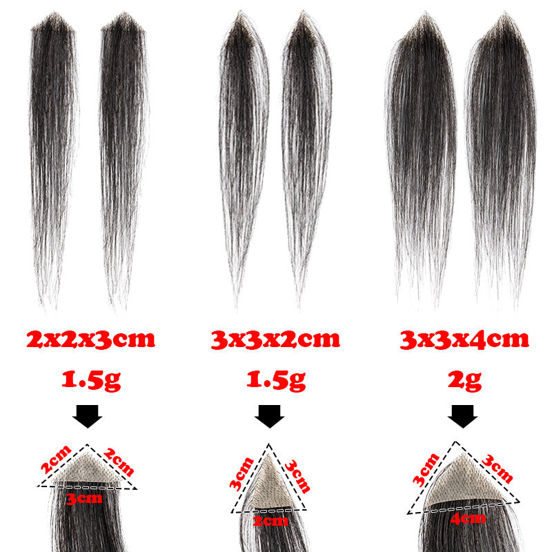 100% Remy Human Hair Mini Hairpieces for Men Temple Hairline Replacement