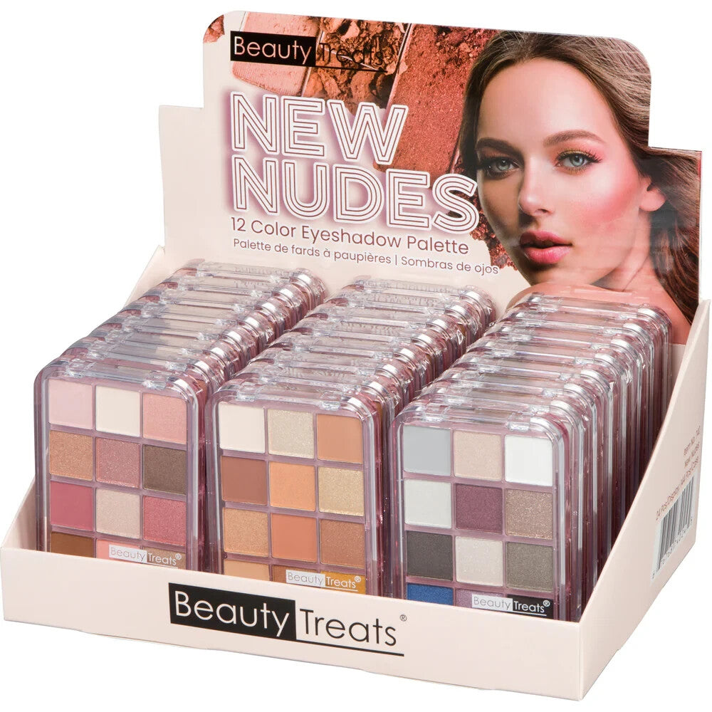 12-Color Eyeshadow Palette with Matte and Shimmery Shades - New Nudes