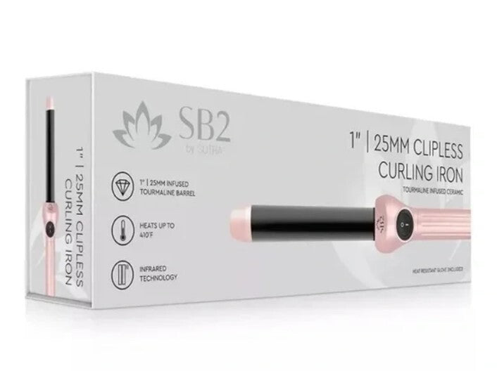 Clipless Curling Iron 1 Inch Tourmaline Ceramic Hair Styling Tool - Unisex
