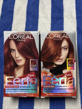 Lot of 2 L'Oreal Féria Power Reds Hair Dye Set - R57 Cherry Crush & R68 Rich Auburn
