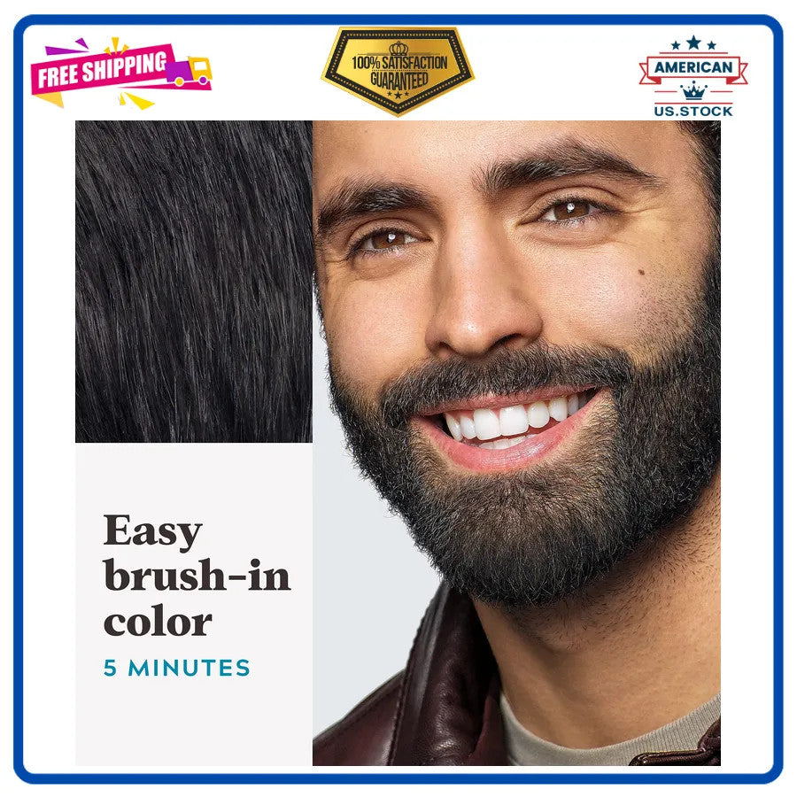 Beard & Mustache Dye Kit Black M-55 3-Pack - Natural Color, Keratin Enriched