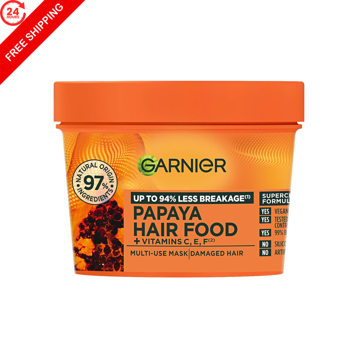 Garnier Hair Food Papaya 3-in-1 Nourishing Hair Mask & Leave-In Treatment - 13.19 Fl Oz