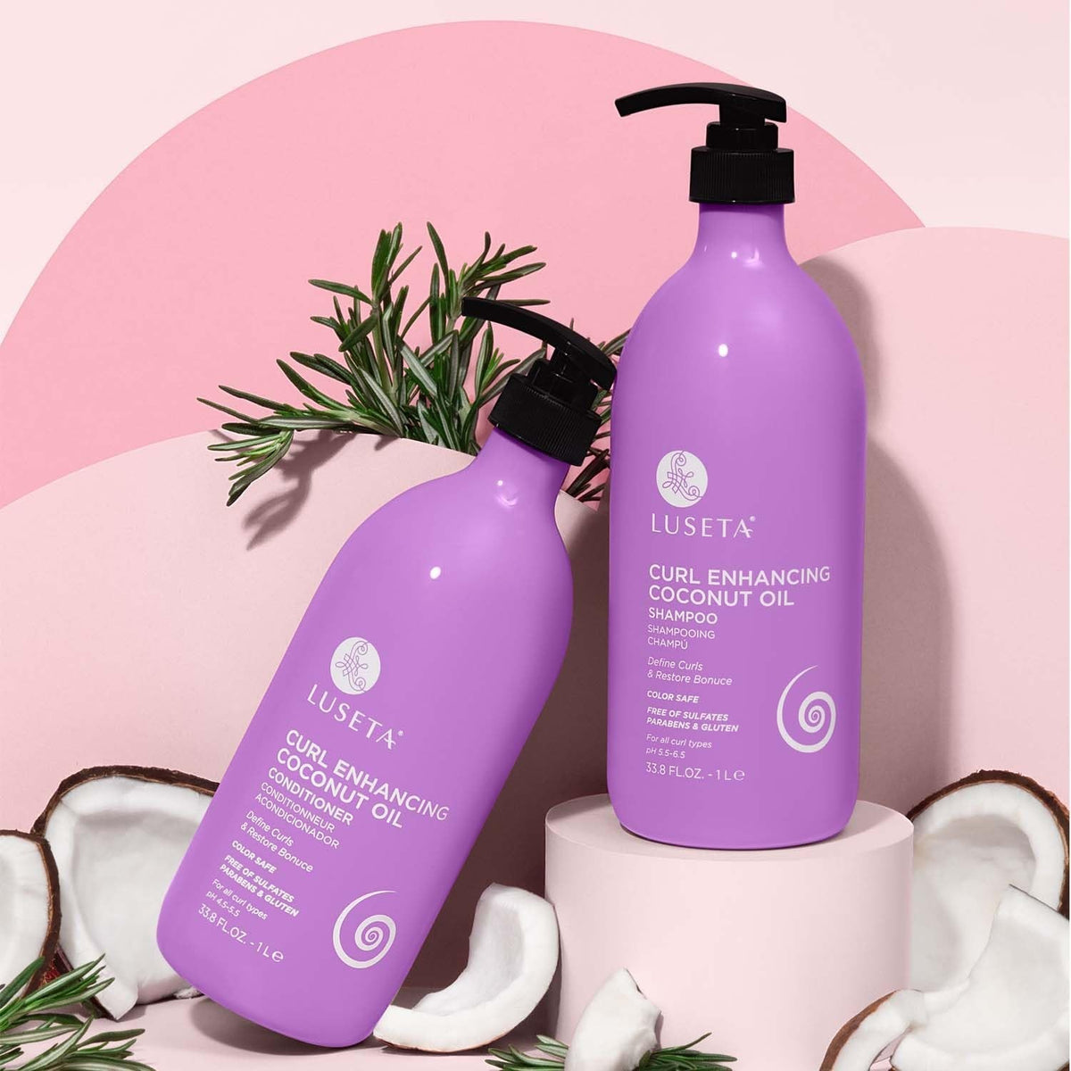 Luseta Curly Hair Shampoo & Conditioner Set - Moisturizing, Sulfate-Free with Coconut Oil