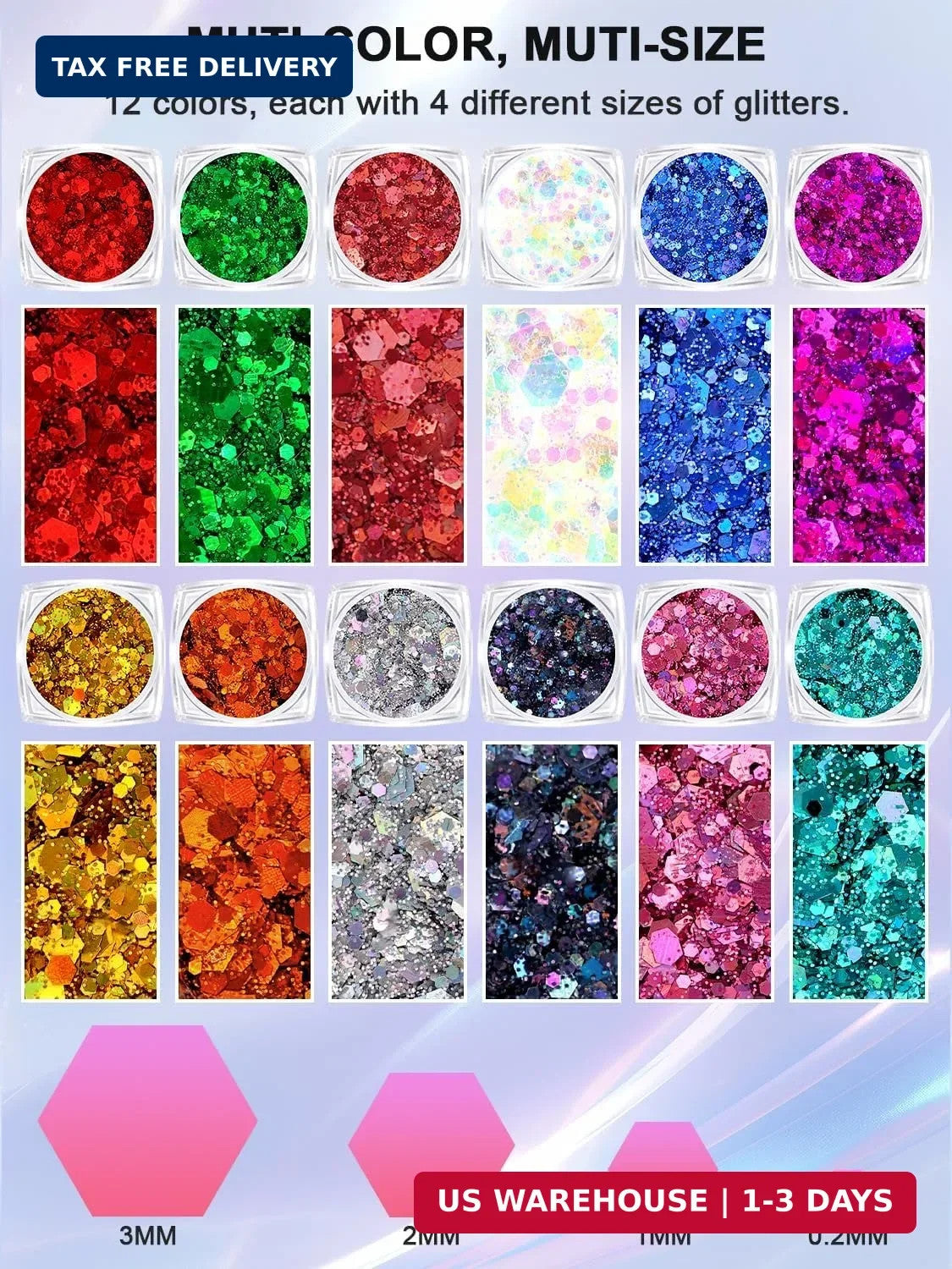 12 Colors Face & Body Glitter Gel Set - Holographic Makeup for Rave & Festival