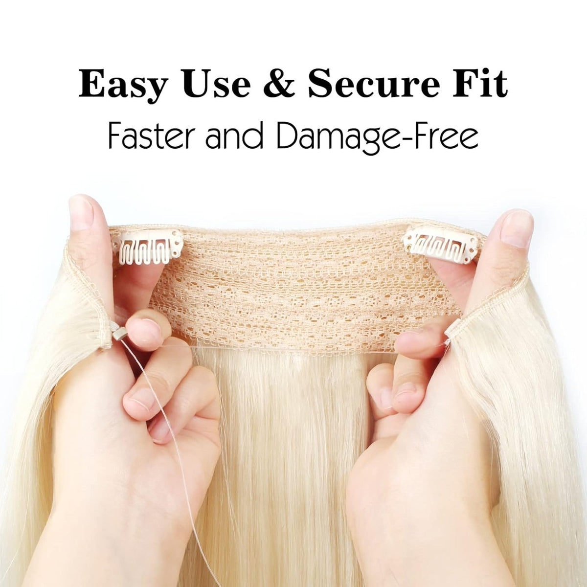 16 Inch 100g Remy Human Hair Wire Extensions - Invisible Transparent Wire