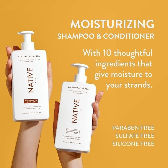 Natural Coconut & Vanilla Hair Care Set - Sulfate-Free Shampoo & Conditioner 2-Pack