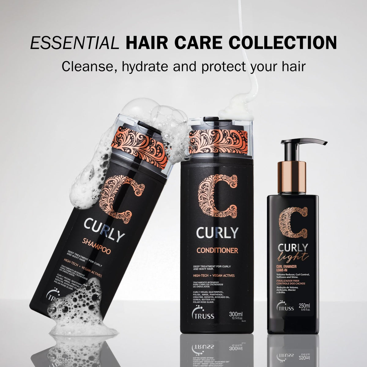Curly Hair Shampoo with Keratin & Avocado Oil - Gentle Frizz Control, 10.14 fl oz