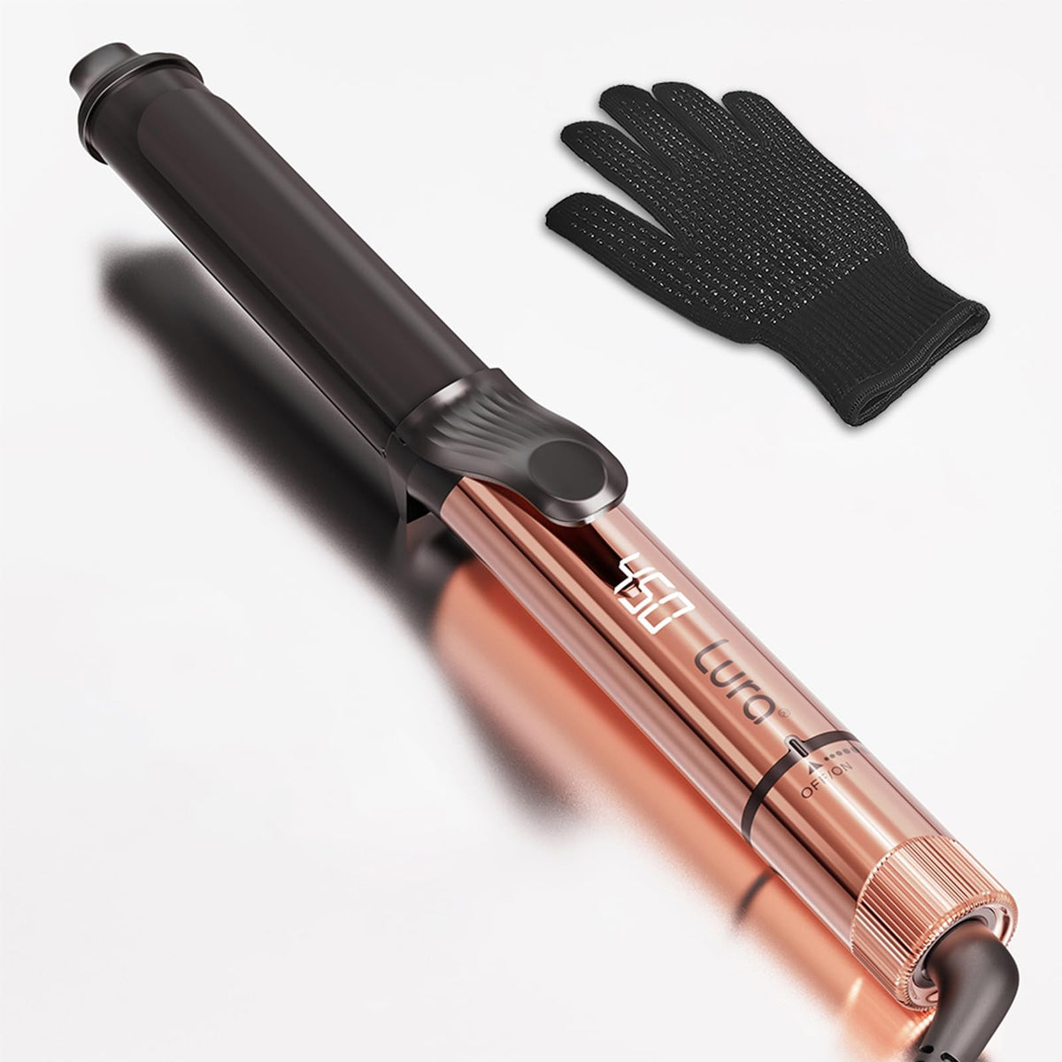 LURA Oval Premium Ceramic Curling Iron 1.25 Inch with Clamp Dual Voltage