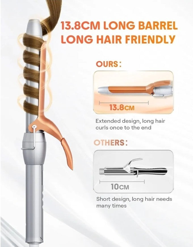 3/8 Inch Curling Iron with LED Display & 8 Temperature Settings - Long Barrel