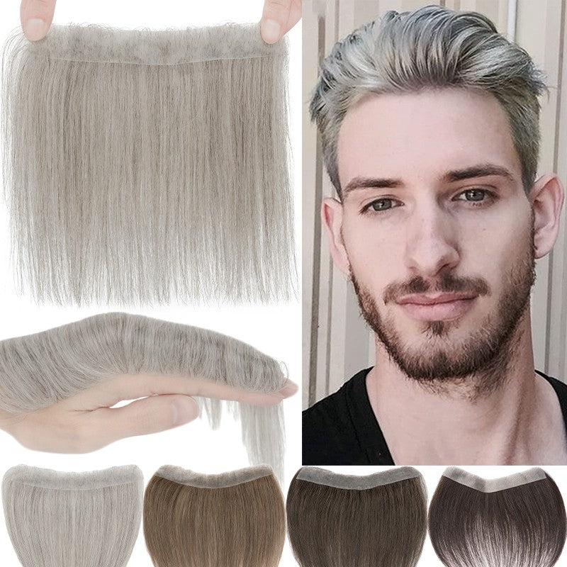 Men's Receding Hairline PU Hairpiece with Human Hair Toupee – Natural Look & Adjustable Fit