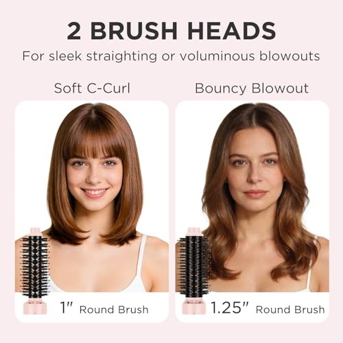 Pink 2-in-1 Blow Dryer Brush Set for Hair Styling and Volumizing