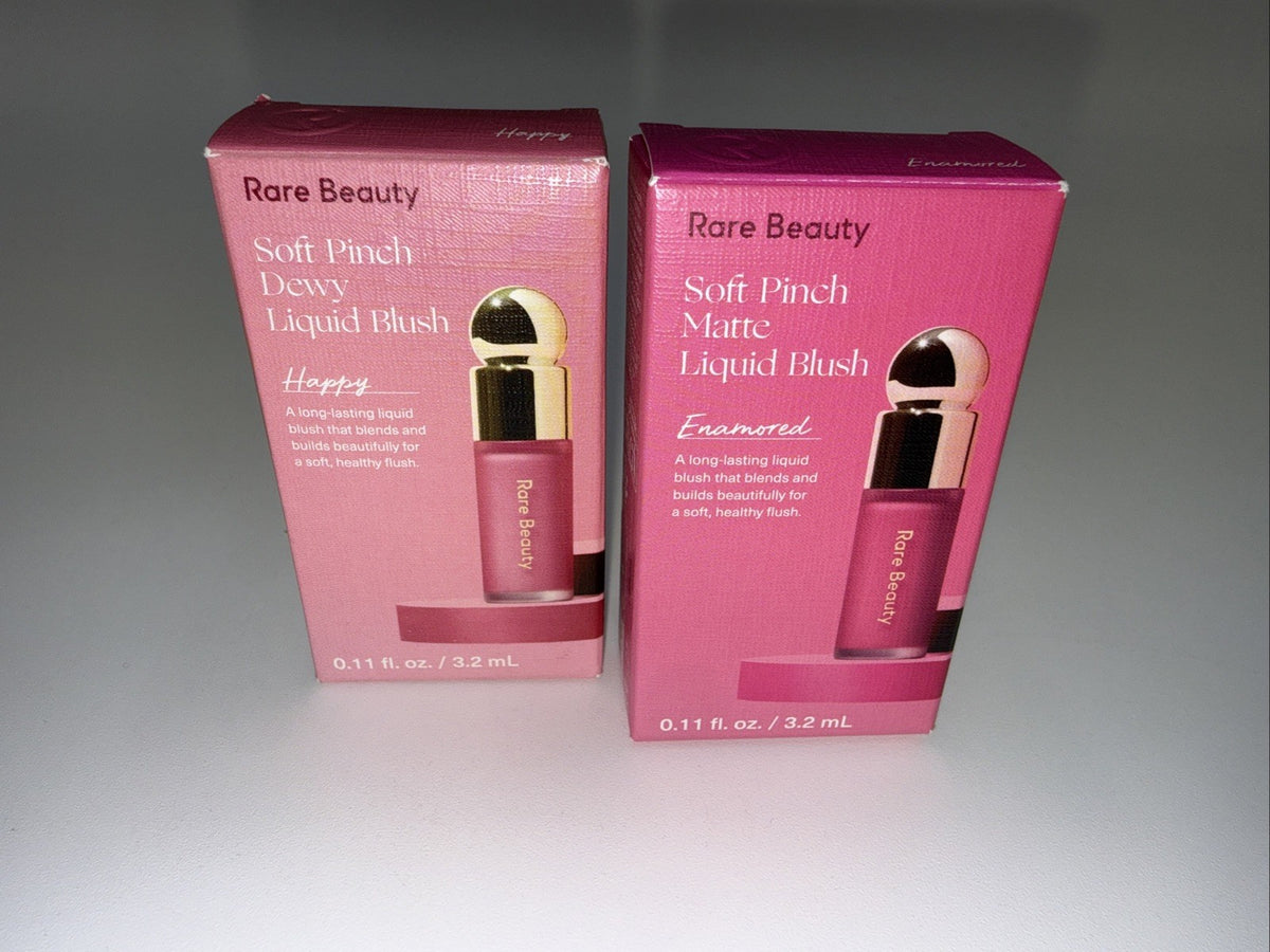 Rare Beauty Mini Soft Pinch Dewy Liquid Blush Duo – Enamored & Happy, 0.11oz Each