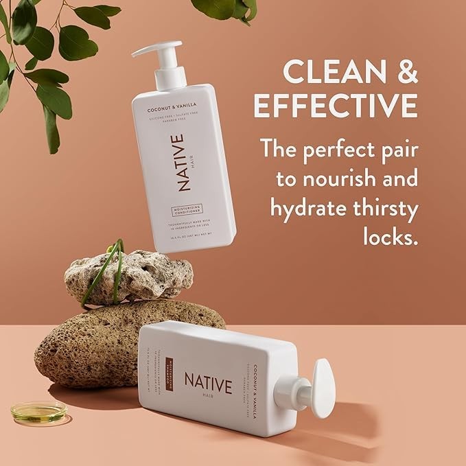 Natural Coconut & Vanilla Hair Care Set - Sulfate-Free Shampoo & Conditioner 2-Pack