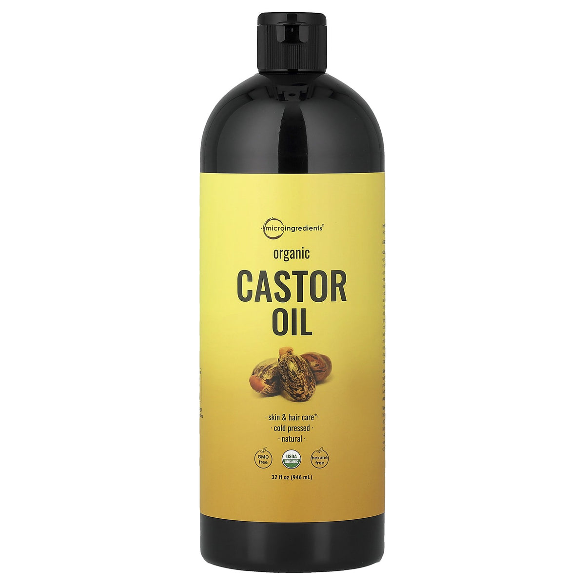 Organic Castor Oil for Skin & Hair Care 32oz Cold Pressed GMO Free