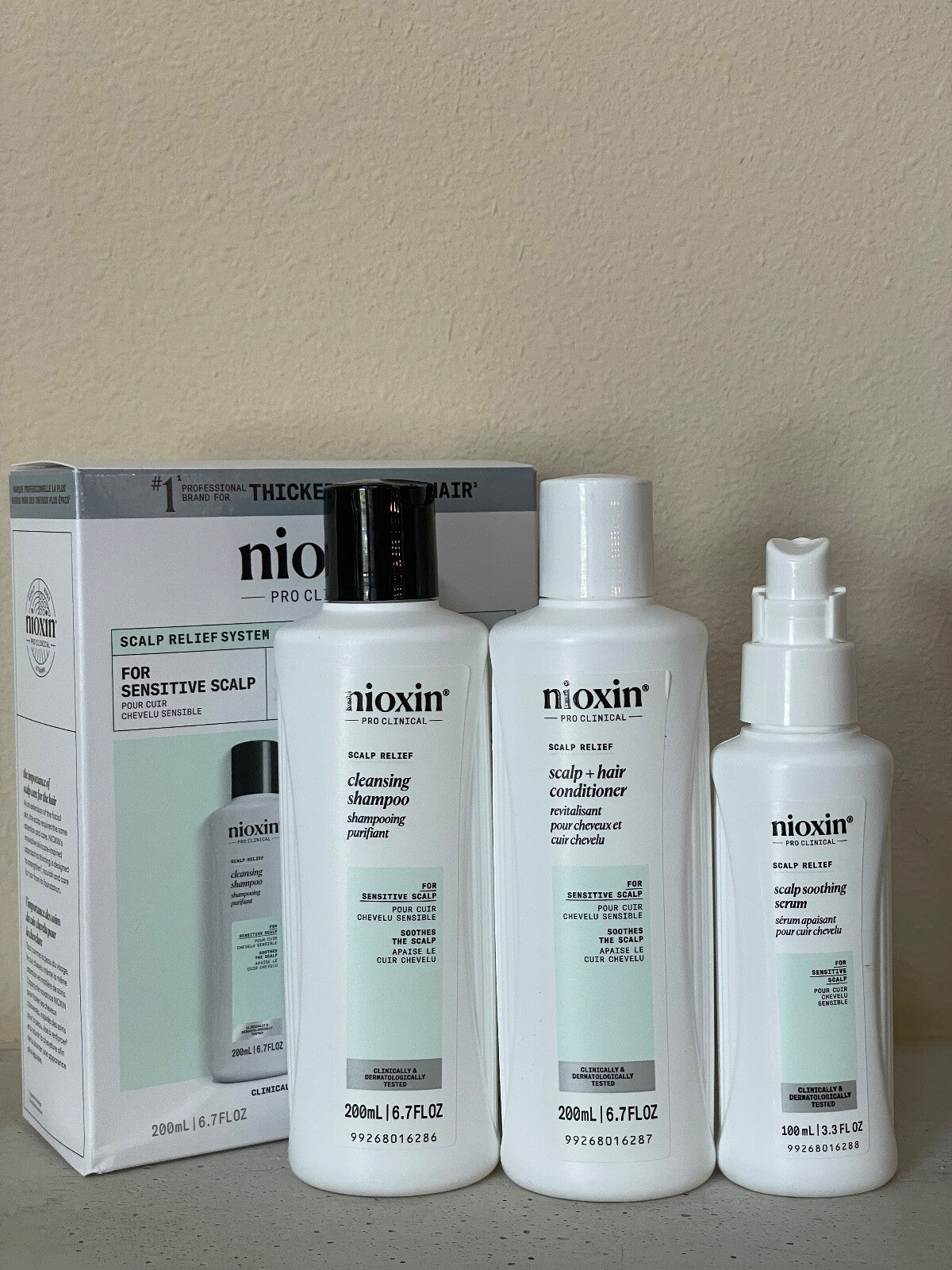 Nioxin Scalp Relief Shampoo Conditioner Serum Set for Sensitive Dry Scalp