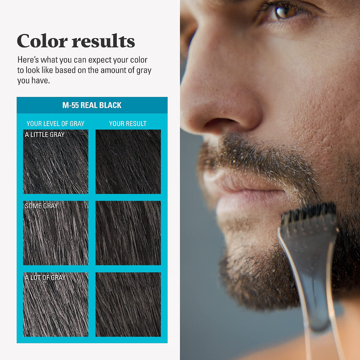 Men's Beard & Mustache Hair Color - Real Black, 3-Pack, Easy to Use