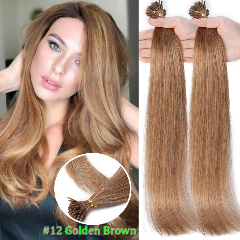 Remy Human Hair Extensions Micro Tip I Tip Keratin Bond 50-200 Strands