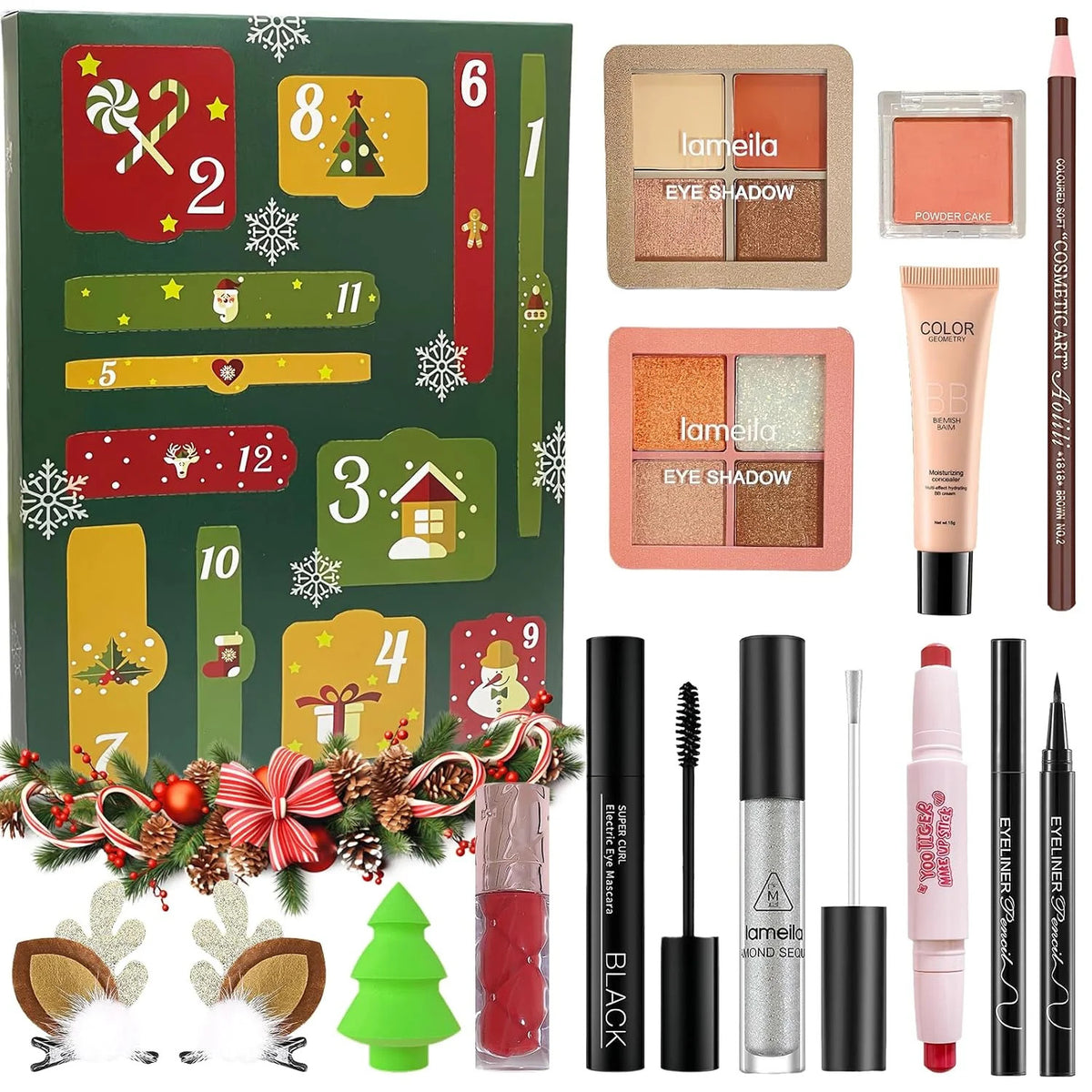 12 Days Christmas Makeup Gift Set Advent Calendar for Women & Teens