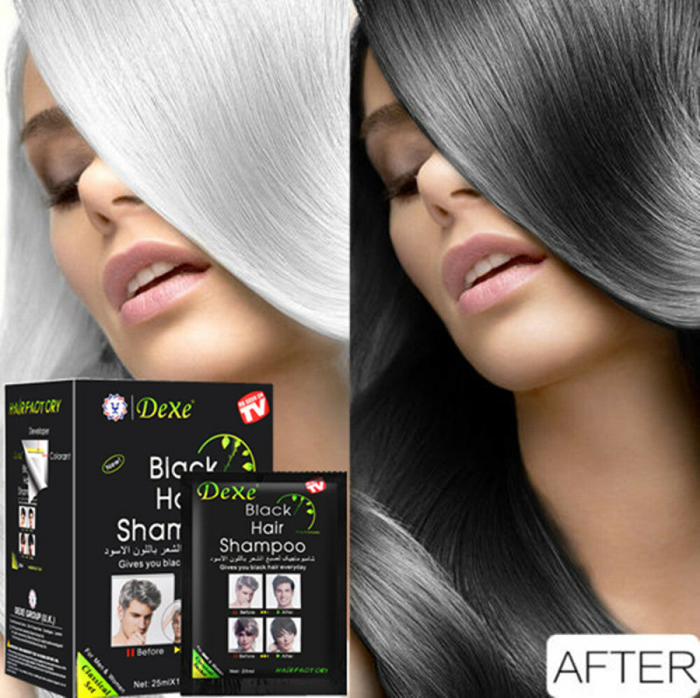 Herbal Hair Dye Shampoo 3 in 1 Black Hair Color & Dandruff Treatment - Pack of 20 Bags