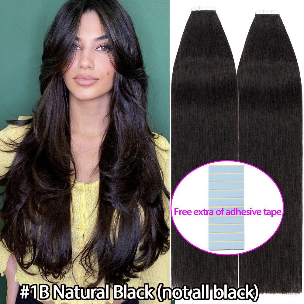 Russian Tape-In Human Hair Extensions - 100% Remy Body Wave, Multiple Colors & Lengths