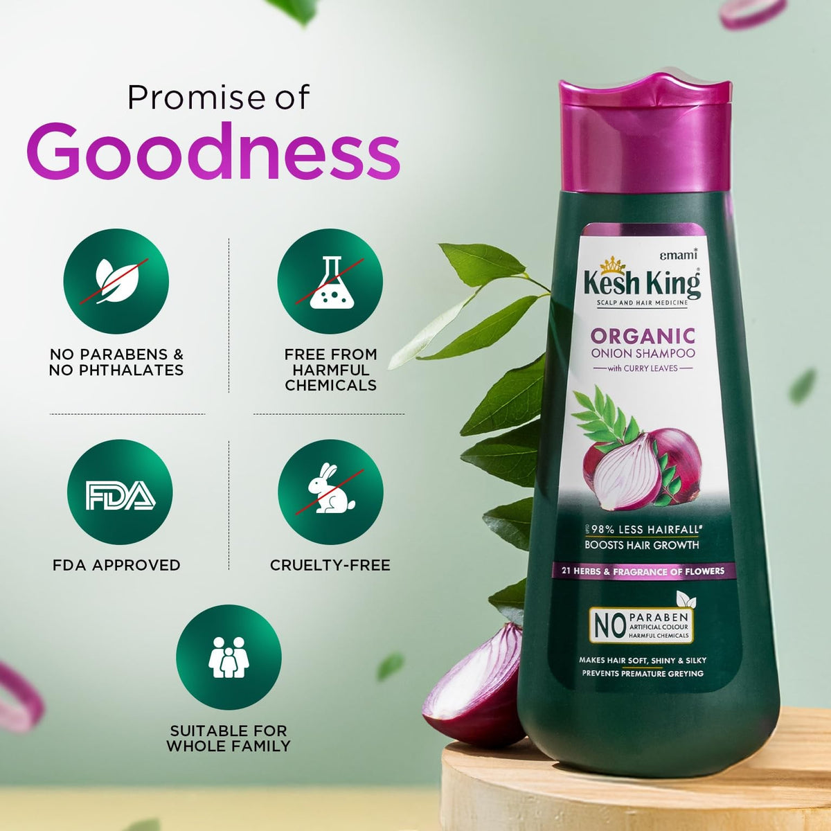 Organic Onion Shampoo for Hair Fall Control & Growth Support - 10.14 Fl Oz
