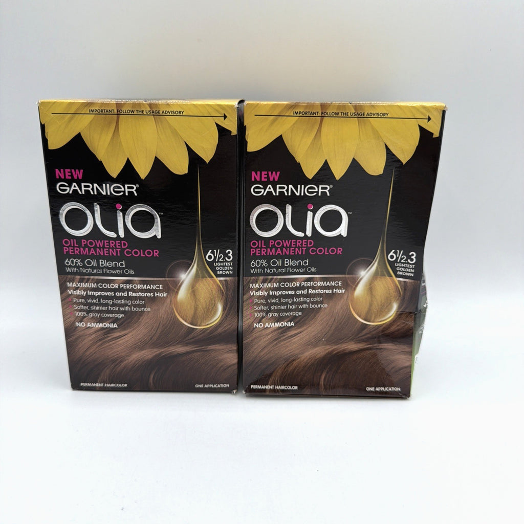Garnier Olia Oil Powered Permanent Hair Color 6 1/2 Light Golden Brown 2 Pack