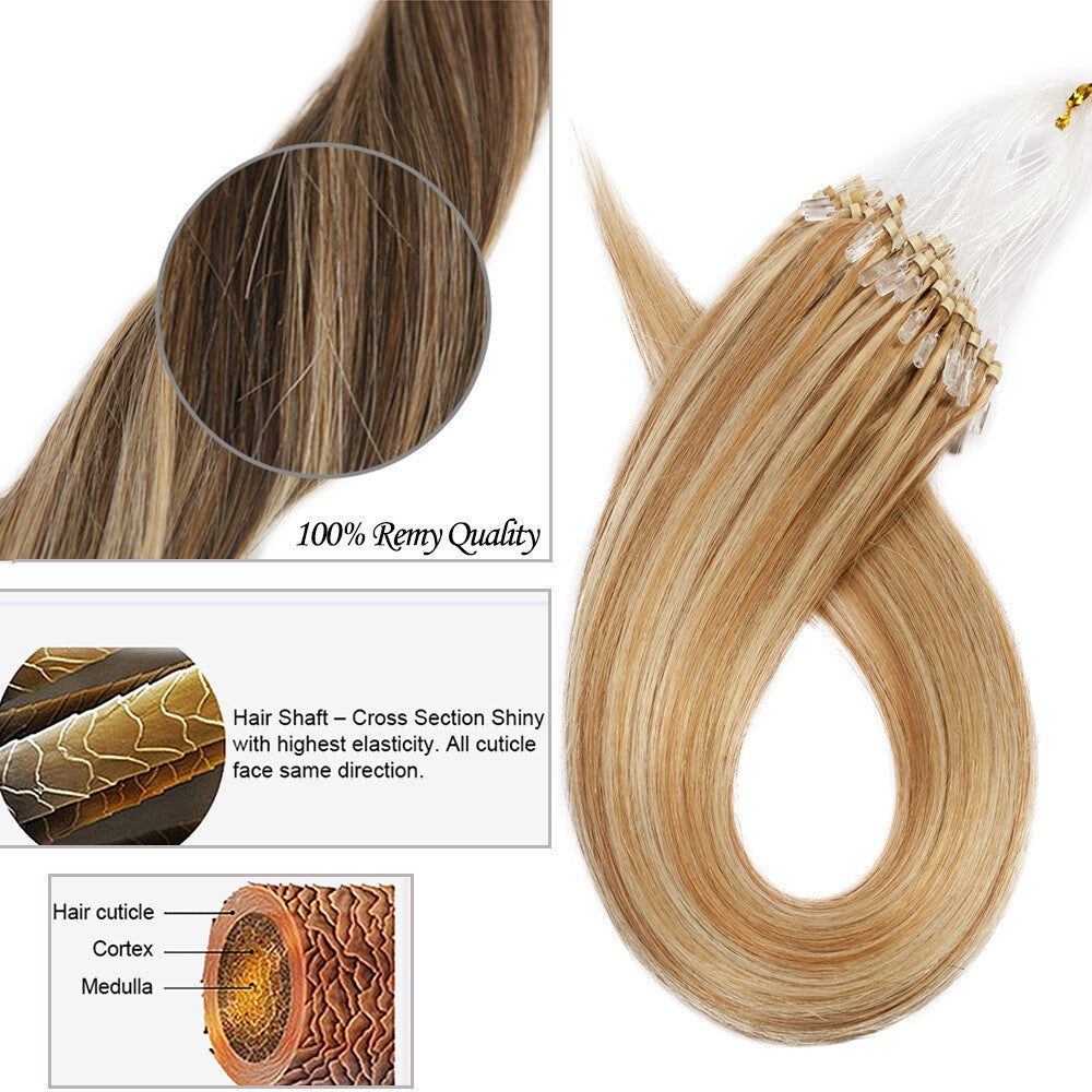 Remy Human Hair Extensions Beads - Micro Loop Looping Hair Wefts 150g