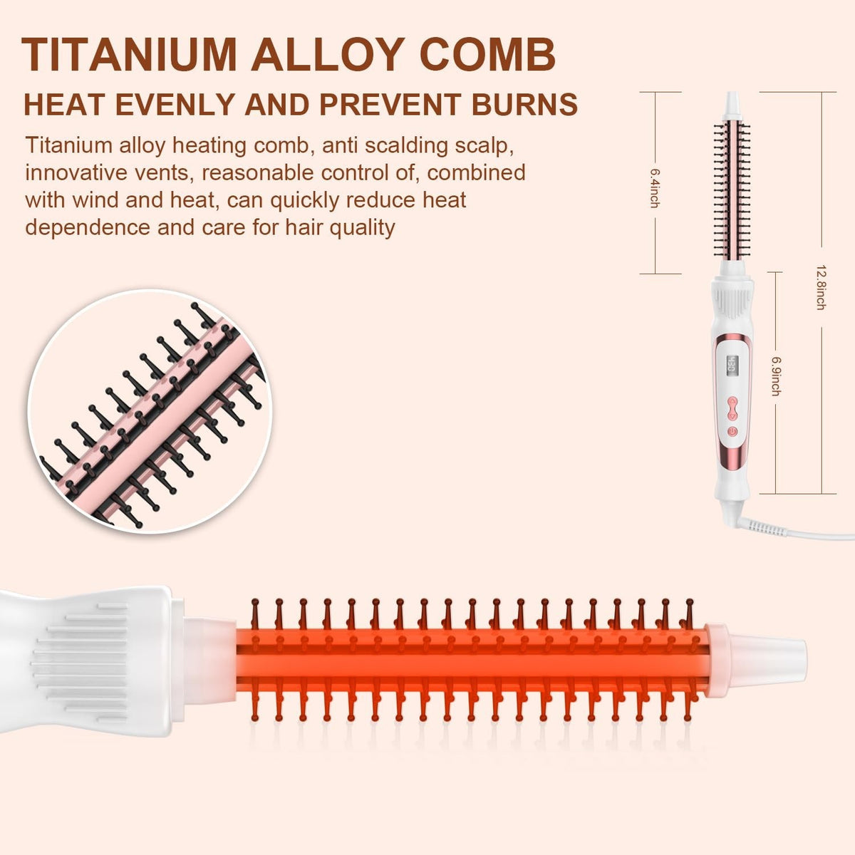 0.5 Inch Thermal Curling Brush - Volumizing Heated Round Styling Tool
