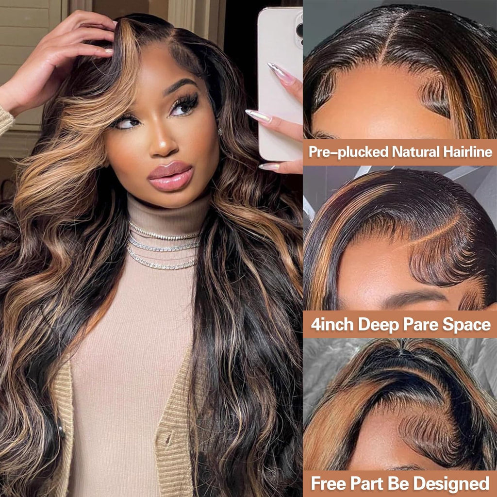 Human Hair Lace Wigs 13x4 Ombre Body Wave 200% Density Natural Look