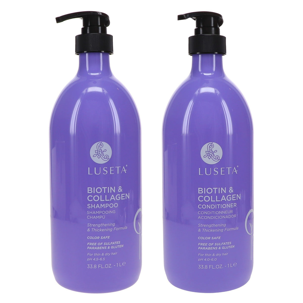 Biotin Collagen Shampoo & Conditioner Set 33.8 oz - Volumizing Hair Care Combo