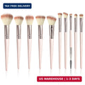 10-Piece Synthetic Makeup Brush Set for Face and Eyes - Travel Friendly