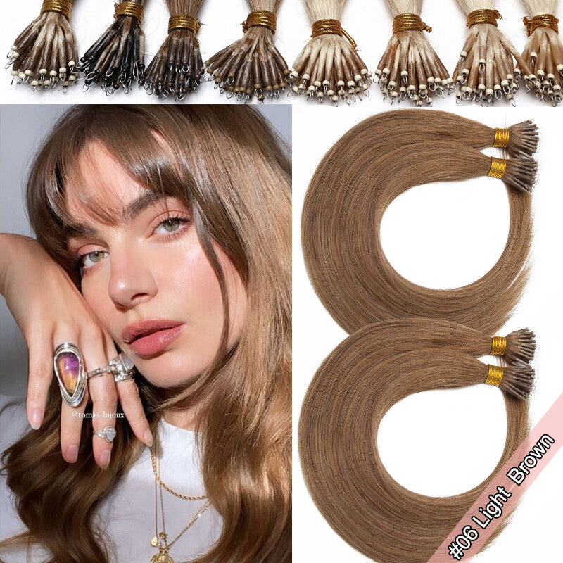 100G Nano Ring Hair Extensions - Real Human Hair, Ombre, Thick & Tangle-Free