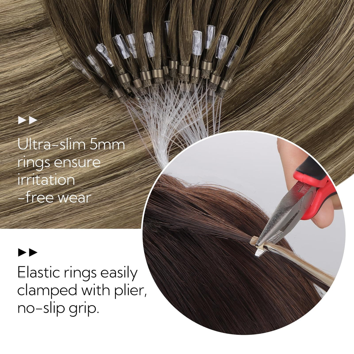 Micro Link Hair Extensions Human Hair 4/26/4 18 Inch 50g Blonde Brown Blend