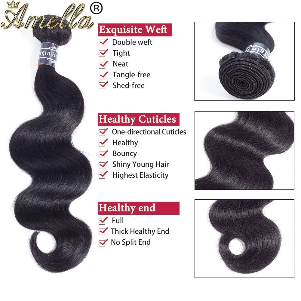 Brazilian Body Wave Human Hair Bundle 20 Inch Virgin Hair Extensions