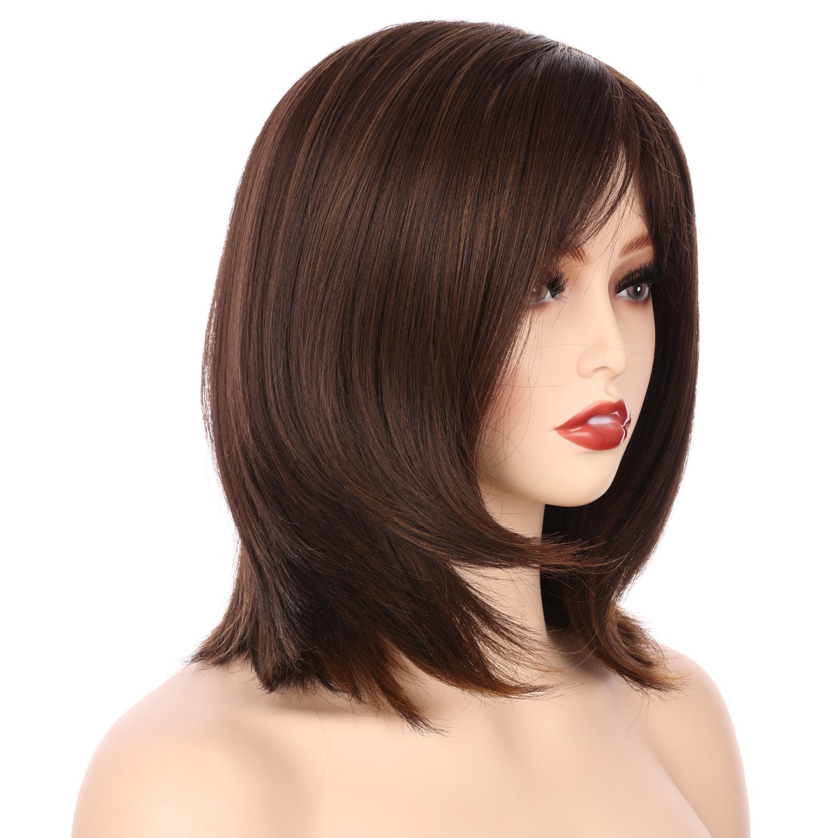 14-Inch Synthetic Short Bob Wig with Bangs for Cosplay & Events