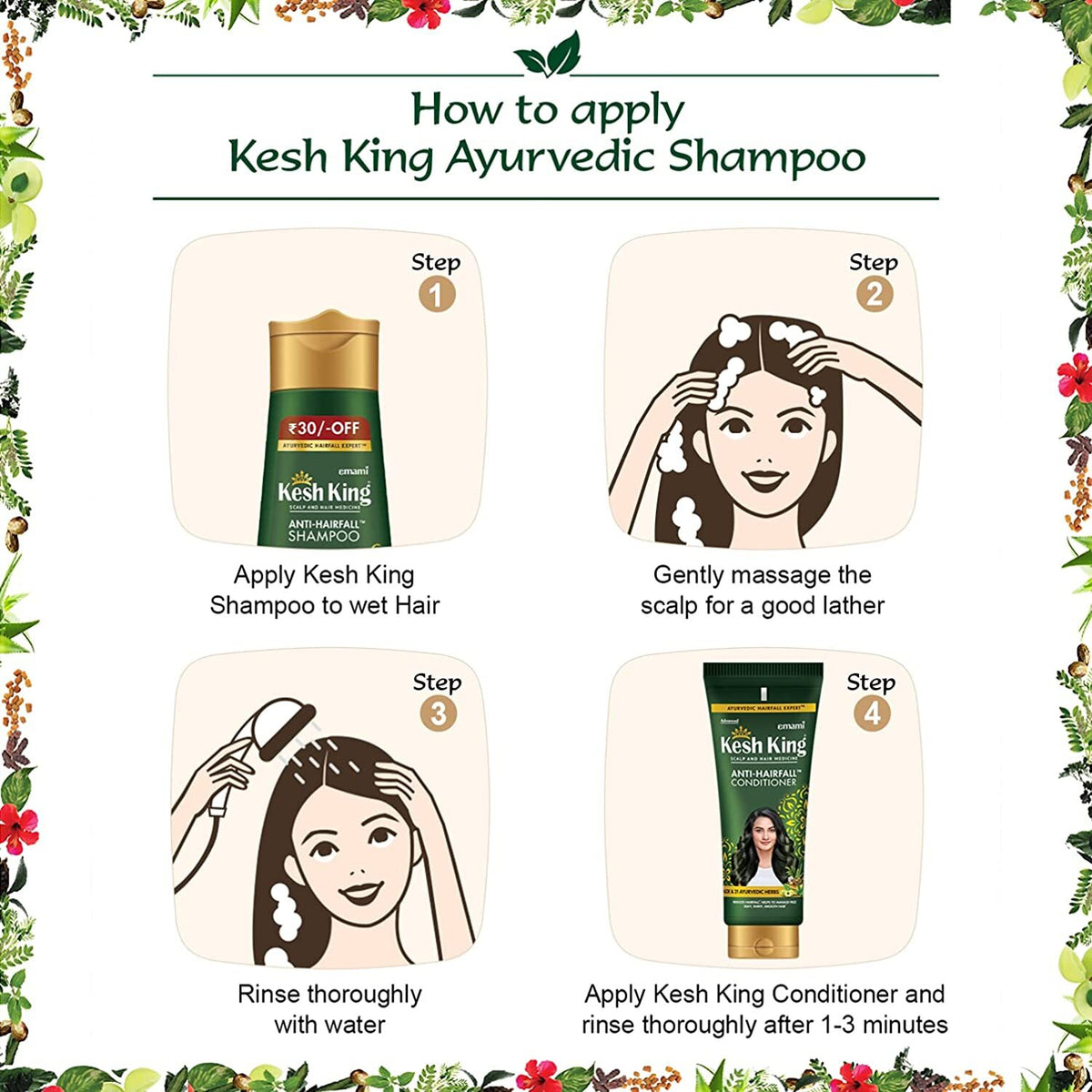 Anti Hair Fall Shampoo for All Hair Types - Herbal Nourishing Hair Care - 80ml Pack of 1/2/3